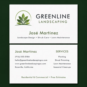 Carte De Visite Logo de l'aménagement paysager de Modern Gardener