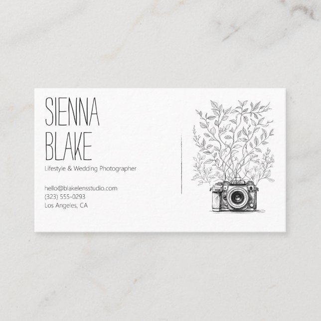 Carte De Visite Logo de l'appareil photo botanique Photographe Cod (Devant)