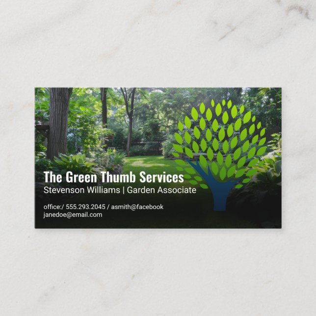 Carte De Visite Logo de l'arbre à feuilles vertes | Paysage jardin (Devant)
