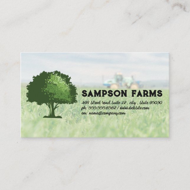 Carte De Visite Logo de l'arbre de chêne | Ferme et tracteur (Devant)