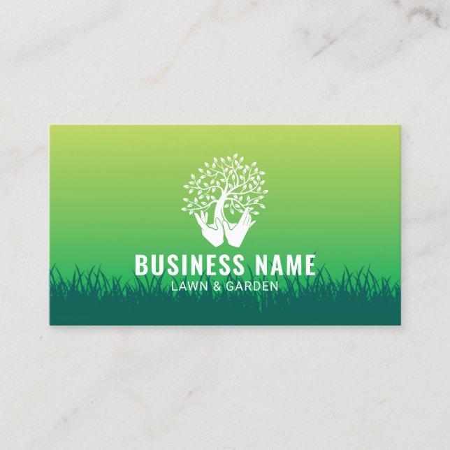Carte De Visite Logo de l'arbre des mains d'entretien des terres e (Devant)