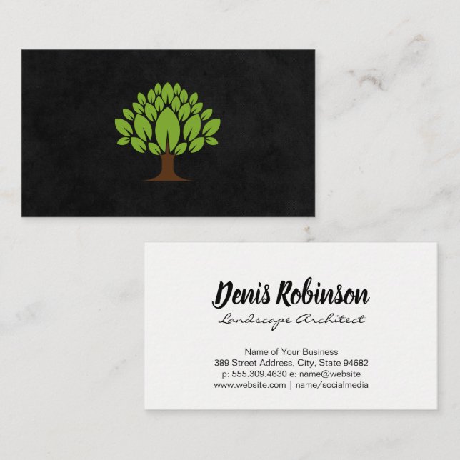 Carte De Visite Logo de l'arbre et Feuilles (Devant / Derrière)