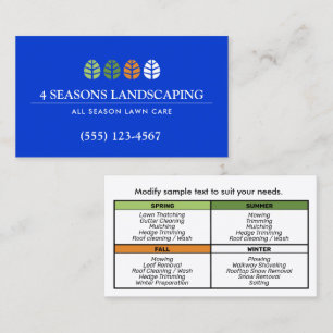 Carte De Visite Logo de l'arbre et service de pelouse Paysage bleu
