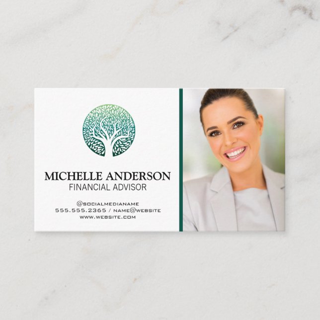Carte De Visite Logo de l'arbre | Femme d'affaires (Devant)