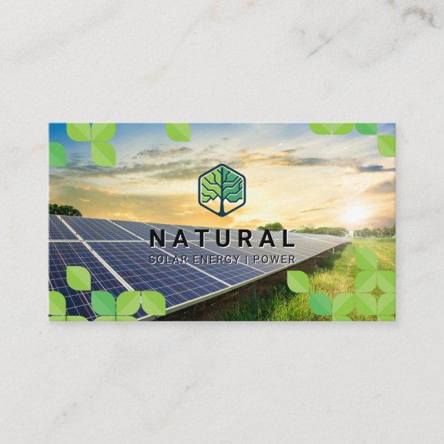 Carte De Visite Logo de l'arbre | FEUILLE | Panneau solaire (Devant)