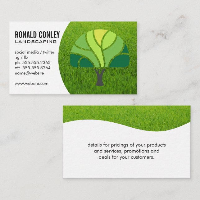 Carte De Visite Logo de l'arbre | Pelouse (Devant / Derrière)
