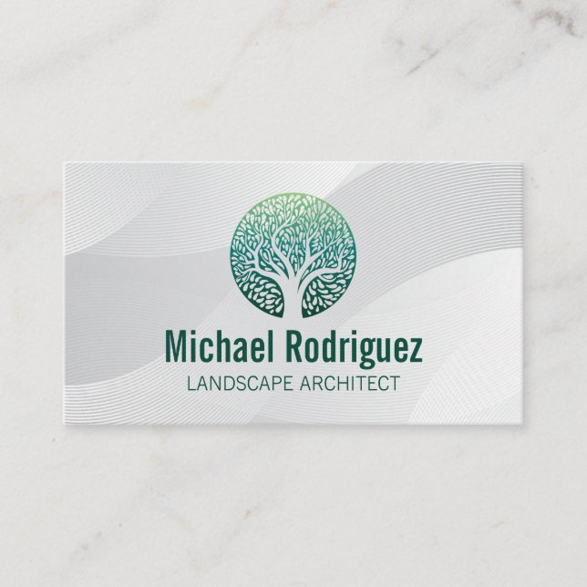 Carte De Visite Logo de l'arbre stylisé | Paysagère (Devant)