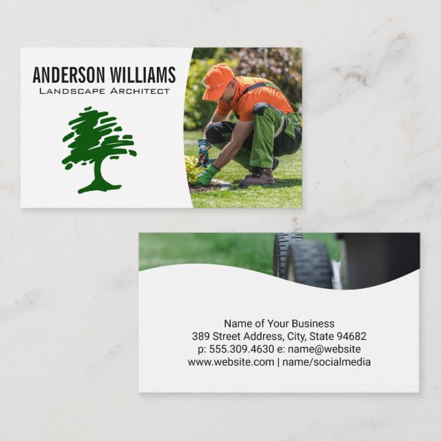 Carte De Visite Logo de l'arbre stylisé | Plantation de jardiniers (Devant / Derrière)