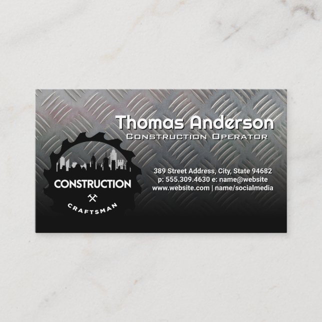 Carte De Visite Logo de l'artisan du bâtiment | Plaque en acier (Devant)