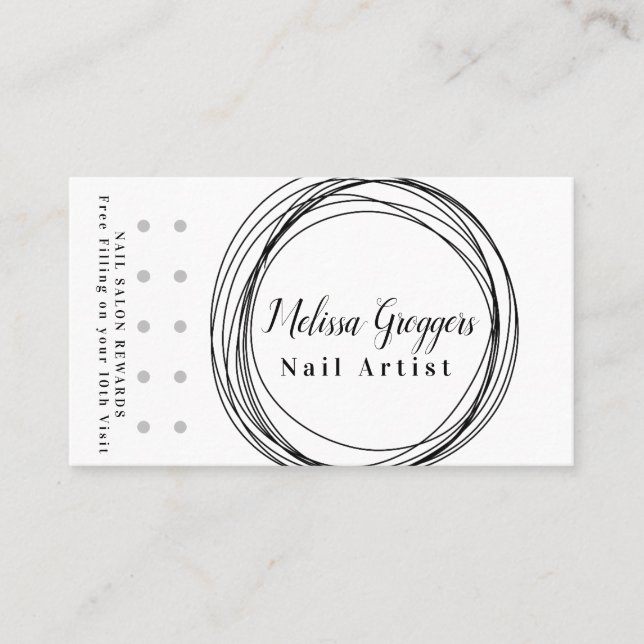 Carte De Visite Logo de l'artiste ongle moderne récompenser Cercle (Devant)