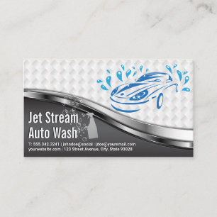 Carte De Visite Logo de lavage de voiture Métal blanc Mesh
