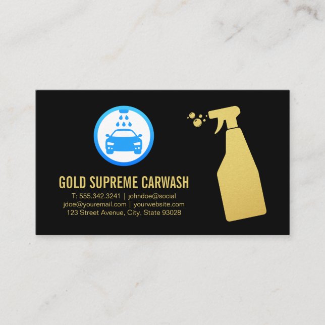 Carte De Visite Logo de lavage de voiture| Service de nettoyage Ca (Devant)