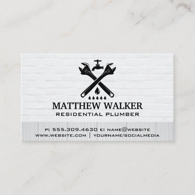 Carte De Visite Logo de l'eau de la Wrench | Services de plomberie (Devant)