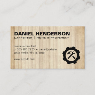 Carte De Visite Logo de l'engrenage du marteau   Panneaux en bois