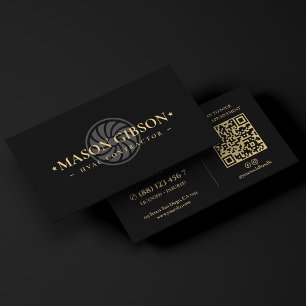 Carte De Visite Logo de l'entrepreneur CVC moderne noir