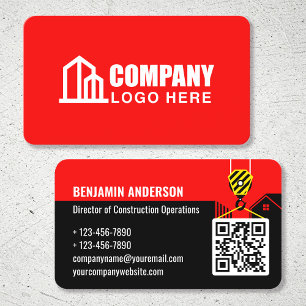 Carte De Visite Logo de l'entreprise Code QR du entrepreneur Rouge