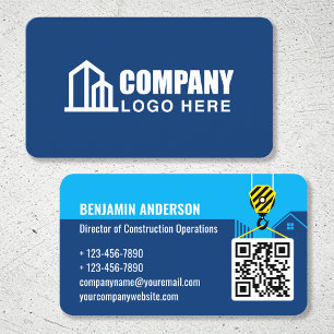 Carte De Visite Logo de l'entreprise Code QR du sous-traitant Navy