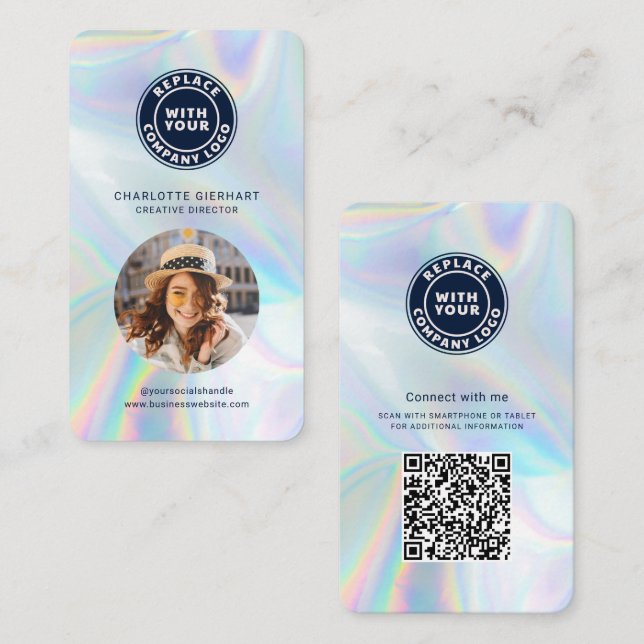 Carte De Visite Logo de l'entreprise Code QR photo de l'employé (Devant / Derrière)