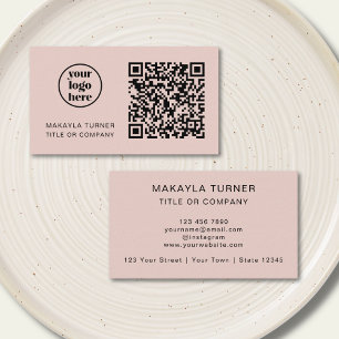 Carte De Visite Logo de l'entreprise de code QR professionnel Rose
