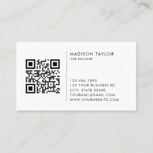 Carte De Visite Logo de l'entreprise personnalisée Code QR Minimal