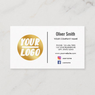 Carte De Visite logo de l'entreprise personnalisée or blanc Rétro 