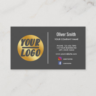 Carte De Visite logo de l'entreprise personnalisée or gris foncé o