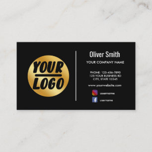 Carte De Visite logo de l'entreprise personnalisée or noir rétro