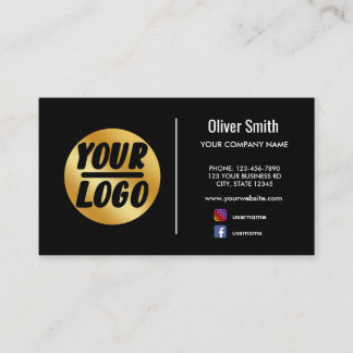 Carte De Visite logo de l'entreprise personnalisée or noir rétro o