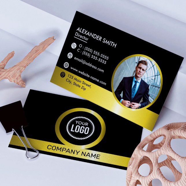 Carte De Visite Logo de l'entreprise professionnelle Black And Gol (Créateur téléchargé)