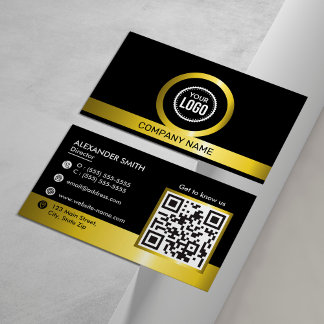 Carte De Visite Logo de l'entreprise professionnelle QR Code noir 