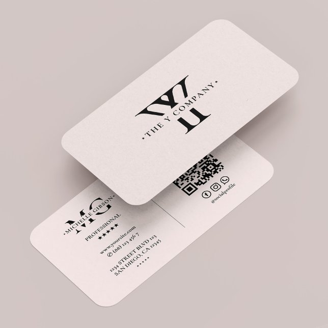 Carte De Visite Logo de l'entreprise Y Monogramme rose moderne (Company Logo Y Monogram Pink Modern Business Card
)
