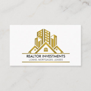 Carte De Visite Logo de l'immobilier de luxe Gold
