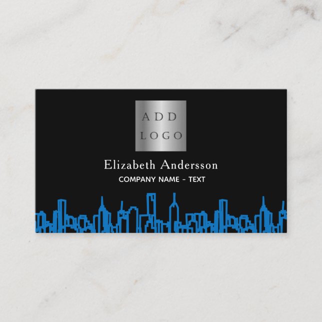Carte De Visite Logo de l'immobilier en bleu noir (Devant)