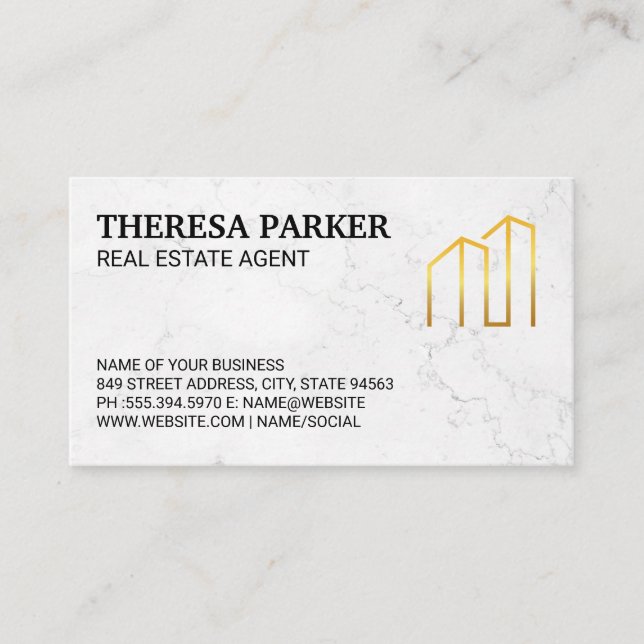 Carte De Visite Logo de l'immobilier Gold Modern (Devant)