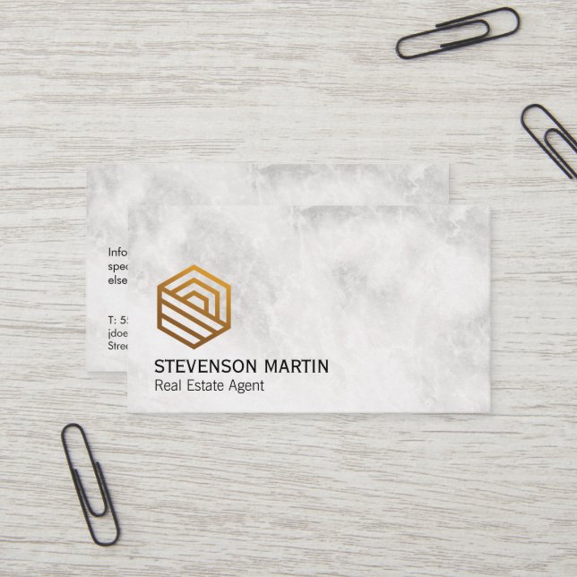 Carte De Visite Logo de l'immobilier moderne (Devant/Arrière en situation)