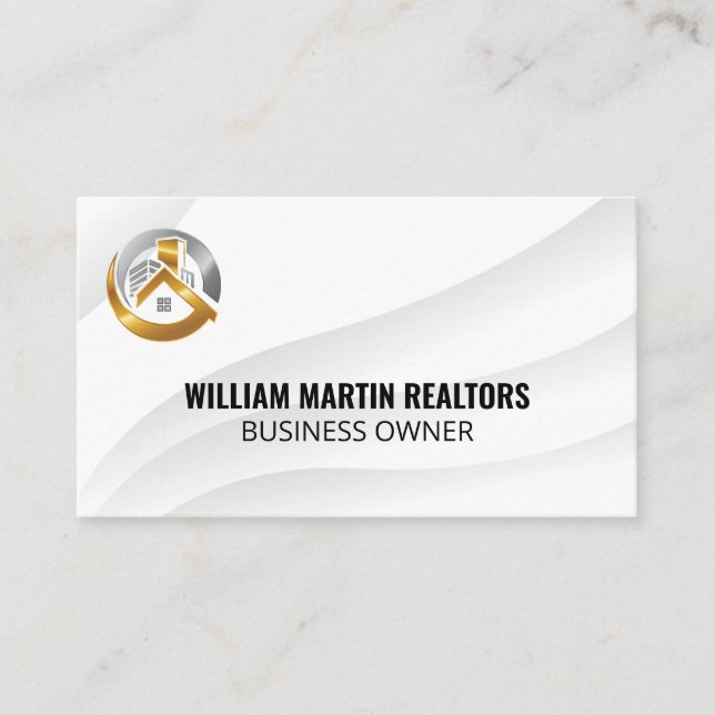 Carte De Visite Logo de l'immobilier Silver Gold (Devant)