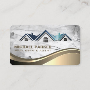 Carte De Visite Logo de l'immobilier Toit   Marbre Pierre