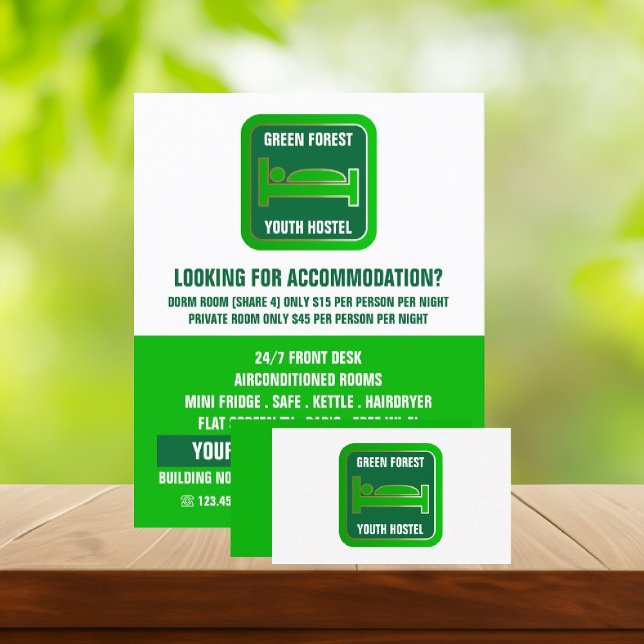 Carte De Visite Logo De Lit Vert, Logement Auberge (Créateur téléchargé)