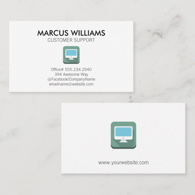 Carte De Visite Logo de l'ordinateur du support client (Devant / Derrière)