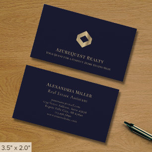 Carte De Visite Logo de luxe bleu marine et or