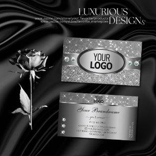 Carte De Visite Logo de luxe Parties scintillant Argent Étoiles