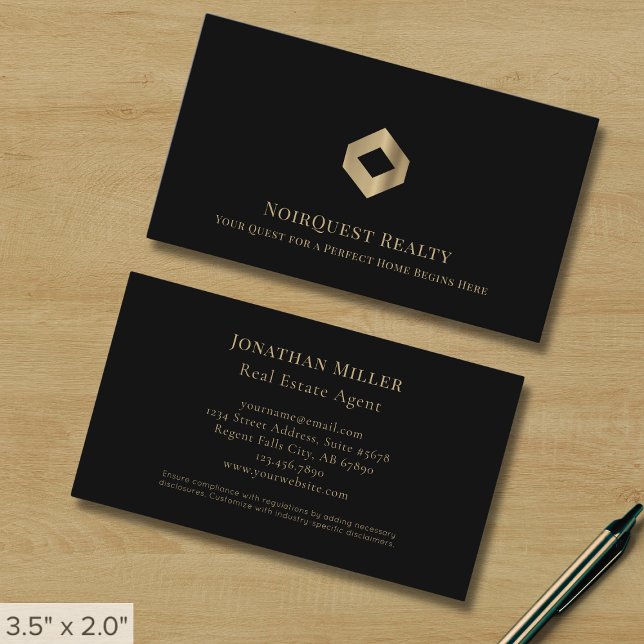 Carte De Visite Logo de luxe professionnel noir (Créateur téléchargé)