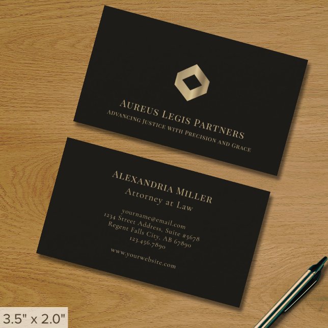 Carte De Visite Logo de luxe professionnel noir (Créateur téléchargé)