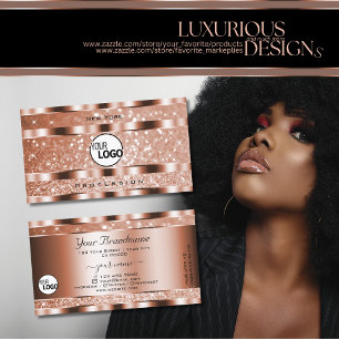 Carte De Visite Logo de luxe Rose or Parties scintillant lumineuse
