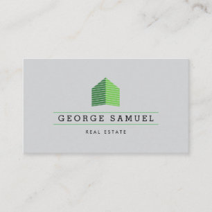 Carte De Visite Logo de maison abstrait vert moderne Realtor Ash-N