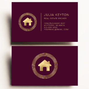 Carte De Visite Logo de maison de biens immobiliers Clé grecque Bo