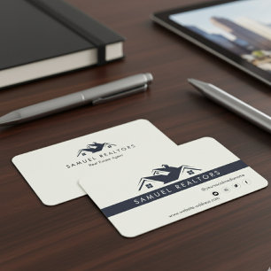Carte De Visite Logo de maison de biens immobiliers moderne et élé