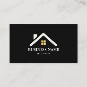 Carte De Visite Logo de maison de biens immobiliers modernes noir 