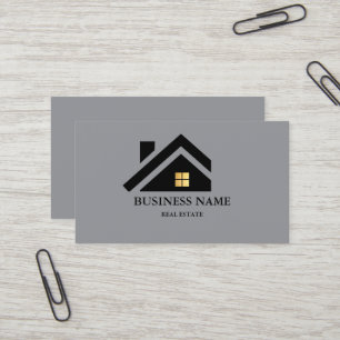 Carte De Visite Logo de maison de biens immobiliers modernes noir