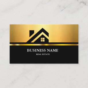Carte De Visite Logo de maison de biens immobiliers modernes noir 